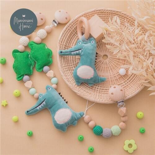 1PC Wood Clip fruit doll Cart Chain Pendant Rattle Silicone Teether Wooden Bell Baby Care Childrens Toys For Kids