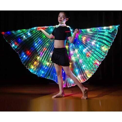 New Children Multiple Color Flashing Costume Halloween Dancers Performance Butterfly LED Wings Belly Dance