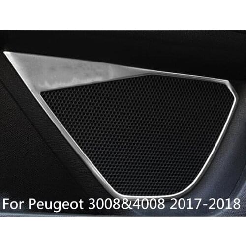 For Peugeot 3008&4008 2017-2018 Stainless Steel Audio ring Trim Car Sequin car styling Accessories 4pcs