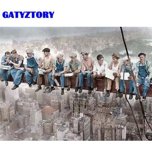 GATYZTORY Framed Picture By Numbers Brave Worker On Canvas Wall Decoration Handmade Figure Acrylic Oil Paint By Number Home Craf