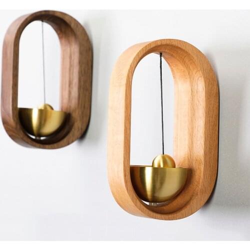 Creative Windchime Solid Wood Brass Refrigerator Door Wind Bell Vintage Magnetic Doorbell Gift Home Decor Restaurant Supplies