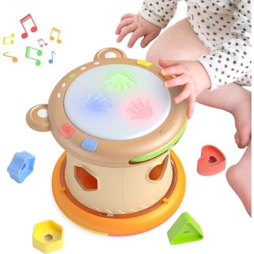 Rabbit Mother Baby Hand Pat Round Drum Learning Educational Toy Three-in-one Dynamic Sound Noise Maker Baby Calm Toy Gifts