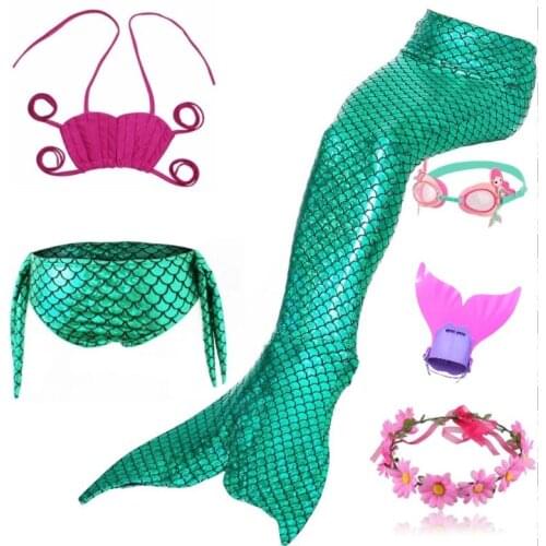 2020 New Girls Mermaid Tails For Swimming Cosplay Swimsuit Kids Princess Mermaid Tail Swimmable Sexy Bikini Cute Swimwear