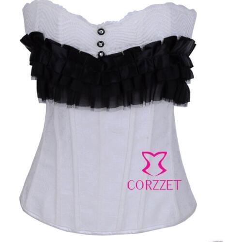 Latex Gothic Wedding Bridal Push Up White Corset Top Women Burlesque Corpet Corsage Corsete Satin Overbust Bustier Lingerie XXL