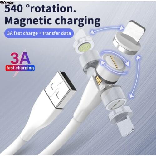 3A 540° Magnetic Cable Micro USB Type C Fast Charging Magnet Charger Data Cord For iPhone 12 11 Pro Max Samsung Xiaomi 10