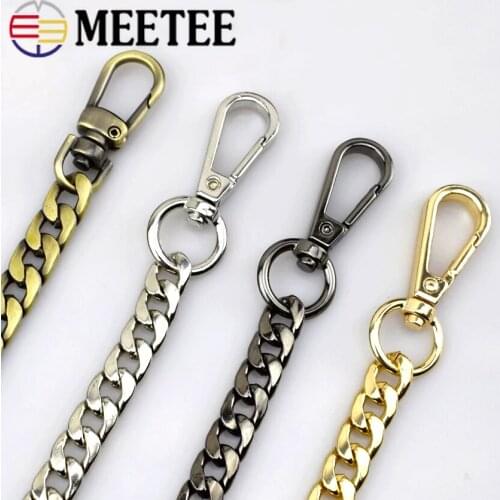 Meetee Width 9mm Shoulder Bag Straps Metal DIY Bag Replacement Chain Buckle 50cm-130cm Handbag Purse Handles Parts Accessories
