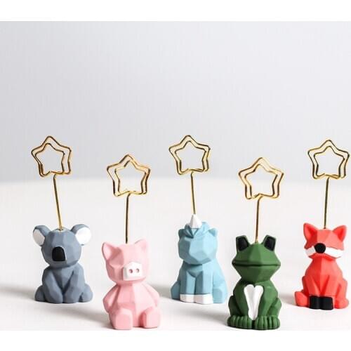 TUTU Cute Card Holder mini animal Decoration Stationery Photo Holder paper clip Office School Supplies H0399