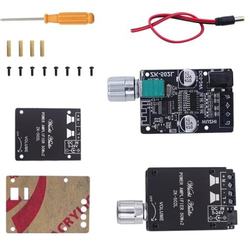 ZK-502L MINI Bluetooth 5.0 DC 5-24V Wireless Audio Digital Power amplifier Stereo board 50Wx2 Bluetooth Amp Amplificador