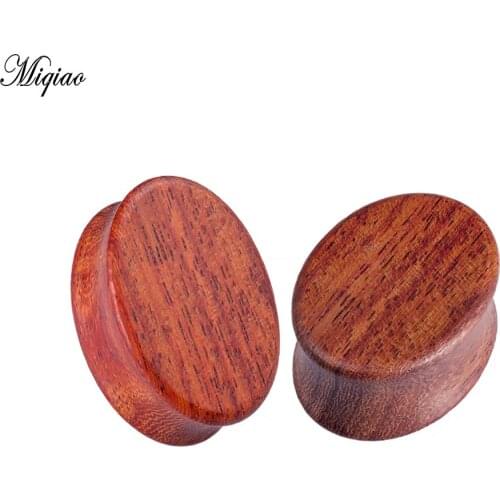 Miqiao 2 Pcs Body Piercing Jewelry Plugs and Tunnels Earrings Retro Oval Red Sandalwood Ear Pinna 8mm-25mm