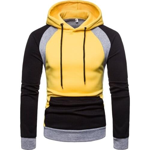 2021Spring and Autumn Mens Sweater Color Matching Large Size Thick Hooded Long-sleeved Jacket Running Sports Leisure Sweater