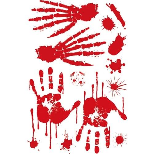 Horror Zombie Halloween Car Wall Door PVC Party Haunted Window Glass Blood Print Sticker Horror Party Decal Decoration