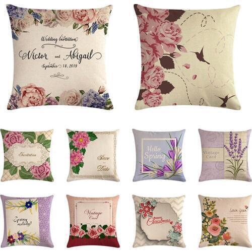 Beautiful Floral Pattern Colourful Letters Lovely Flowers Gorgeous Blossom Spring Garden Cushion Cover Throw Pillow Case ZY1084