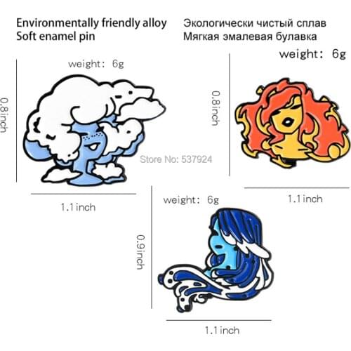 New 20Pcs 3 Styles Air Cloud Fire Wave Girl Brooch Lapel Pin Action Figure Toy
