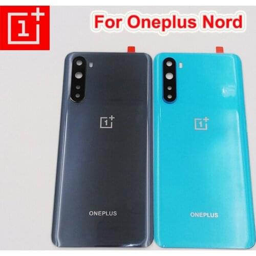 Original Oneplus Nord Back Battery Cover Door Rear Glass Housing Case For One Plus 1+ Nord Panel Replacement Parts & Camera Lens