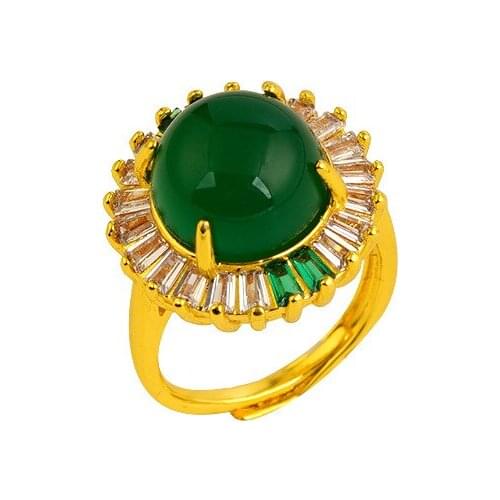 Original 24K gold color Wedding womens Ring Sparkling Emerald rhinestone white crystal Engagement forefinger vintage Jewelry