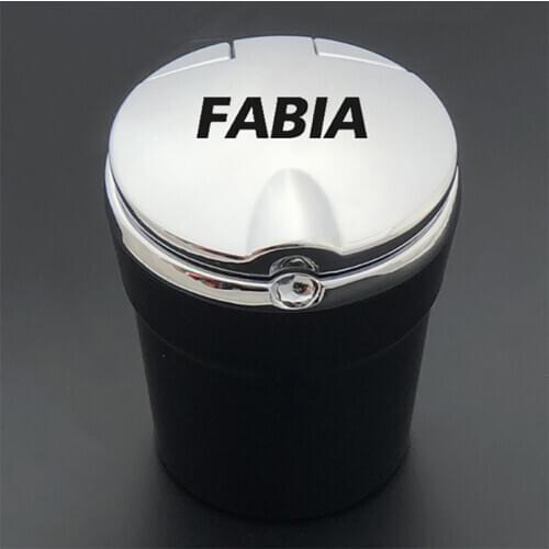 For Skoda FABIA Car Ashtray Creative Personality Multi-function Car With LED Light Ashtray With Lid Car Ashtray Accessories