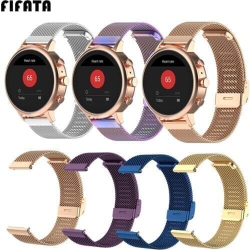 FIFATA 18mm Metal Band Strap For Fossil Womens Sport / Womens Charter HR / Womens Gen 4 Q Venture HR Watch Wristband Bracelet
