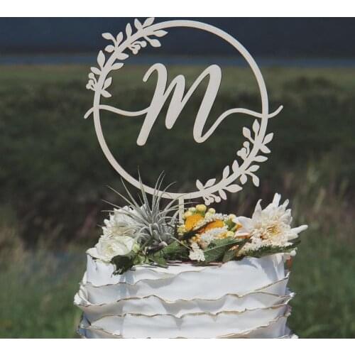 Garden wedding cake topper, Woodland cake topper, Monogram wedding cake topper, Initial cake topper, Boho cake topper