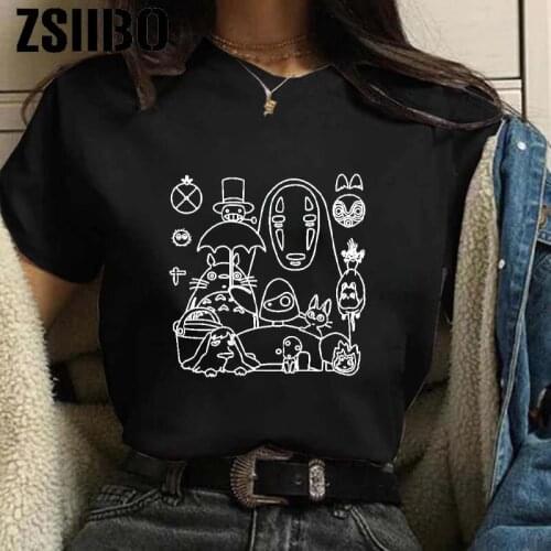 Top Womens T-shirt ulzzang Harajuku Retro Japanese Anime My Neighbor Totoro Print T-shirt Summer New Oversized T-shirt Anime