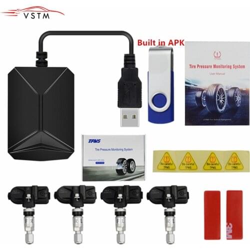 TPMS USB Android Car Tire Pressure Monitoring System Display 4 Internal Sensors Android Navigation Tyre Pressure Alarm 0-116Psi