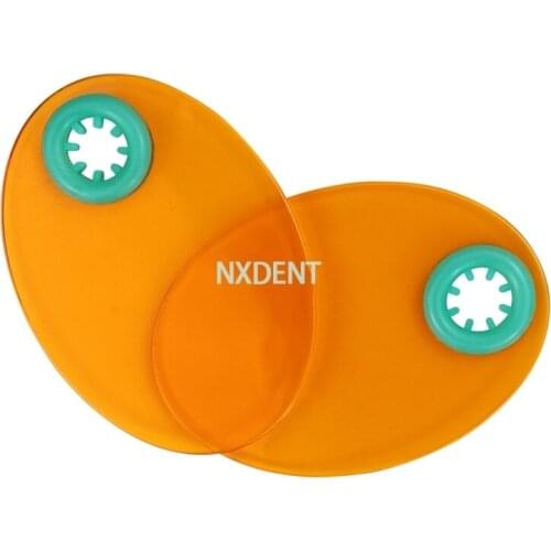 2pcsDental Curing Lamp Shield Plate Curing Lighting Filter Shade Board Orange Color Oval Shape Light Hood For Dental Accessories