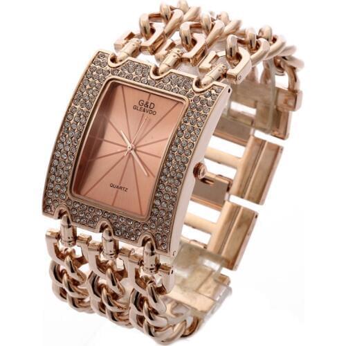 Fashion Casual Wristwatch Women Luxury Rose Gold Stainless Designer Watch Quartz Lady Clock Triple Bracelet montre femme