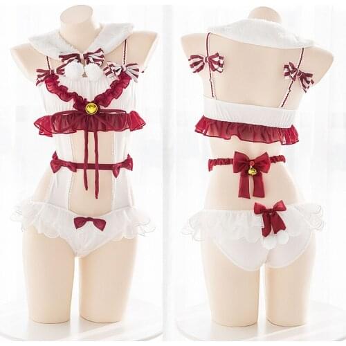 1pcs Cute Nightwear Sling Jumpsuit Sweet Lolita Bowknot Underwear Suit Home Clothing Sleepwear Women Girl Gift