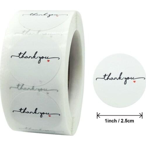 100/500pcs Round White paper label sticker thank you sticker scrapbook 1 inch wedding envelope seal handmade stationery sticker