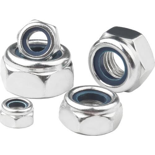 20-50Pcs M2 M2.5 M3 M4 M5 M6 M8 Galvanized Carbon Steel Self-locking Nut Lock Nut Locknut Slip Nylon Hex Nuts