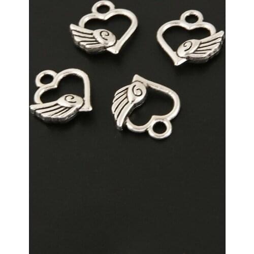 20pcs Charms Mini Love Heart Silver Color Pendant For DIY Jewelry Making