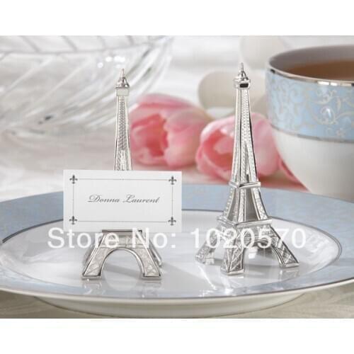 24pcs/lot Wedding favors "Evening in Paris" Eiffel Tower Silver-Finish Place Card Holder Wholesale Free Shipping