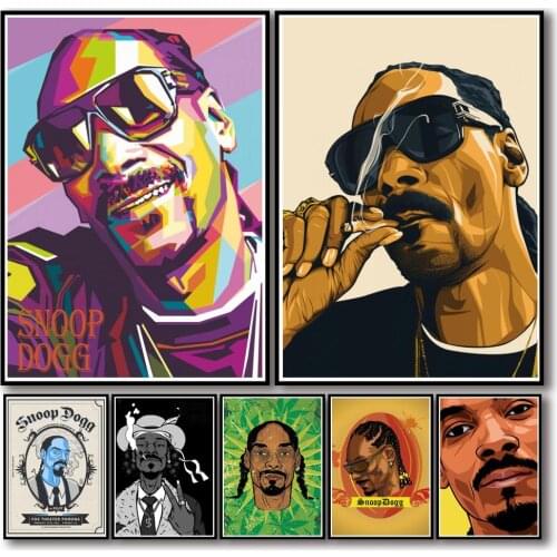 25 Designs Rapper Snoop Dogg Whitepaper Poster Alternative Abstract Art Painting Funny Wall Sticker for Coffee House Bar