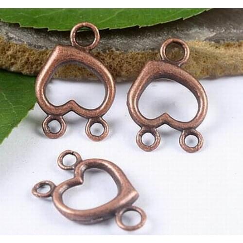 30pcs antiqued copper color heart shaped technics link connectors