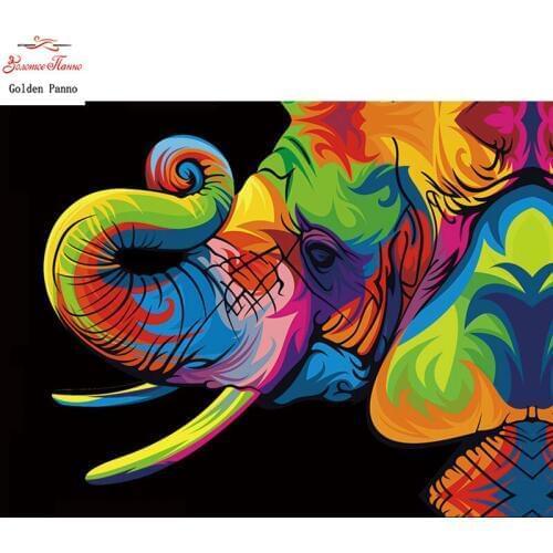 5D DIY Diamond Painting Colored drawing Elephant Embroidery Cross Stitch Rhinestone Mosaic Painting Home art wall decor