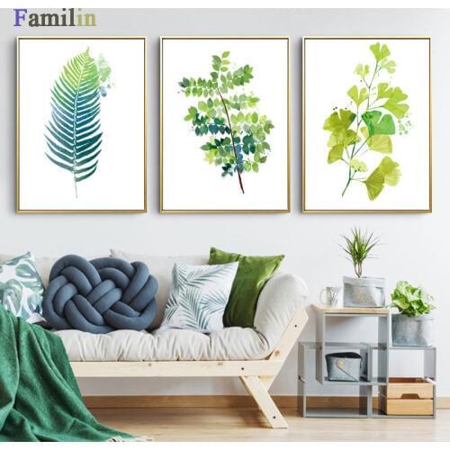 Watercolor Leaves Wall Art Canvas Painting Green Style Plant Nordic Posters and Prints Decorative Picture Modern Home Decoration