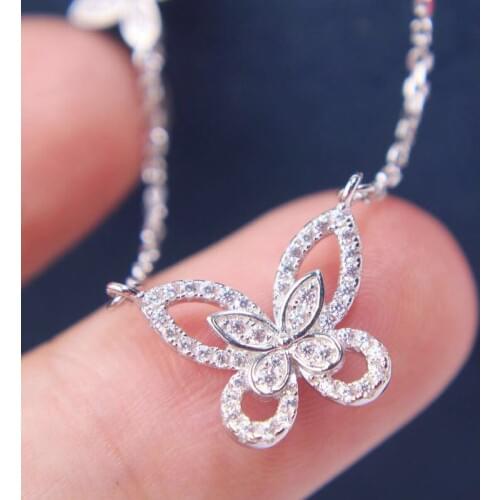 Trendy Tiny Simple Butterfly Necklace Pendant New Sale 100% 925 Sterling Silver Long Chain Necklace Choker for Women Jewelry