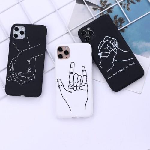 Lover Hand Line Simple Phone Cover For iPhone 12 11 Pro Max X XS XR Max 7 8 7Plus 8Plus 6S SE Soft Silicone Candy Case Fundas