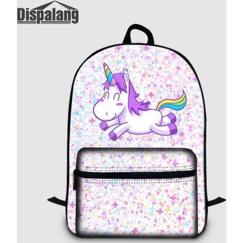 Dispalang Children Canvas School Bag Unicorn Universe Printing Laptop Backpack Women Customizable Travel Bagpack Student Bookbag
