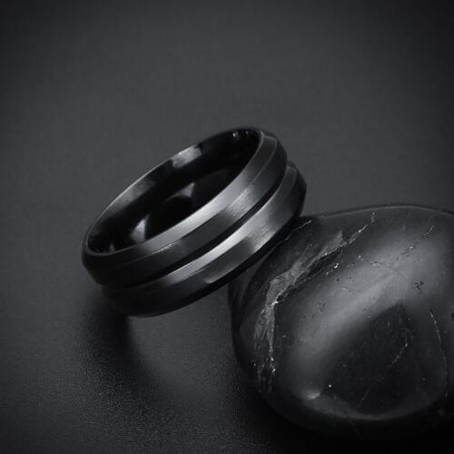 FDLK 8MM Black Fashion Stainless Steel & Alloy Men Ring Jewelry Accessories Wedding Party Ring Size 6-12