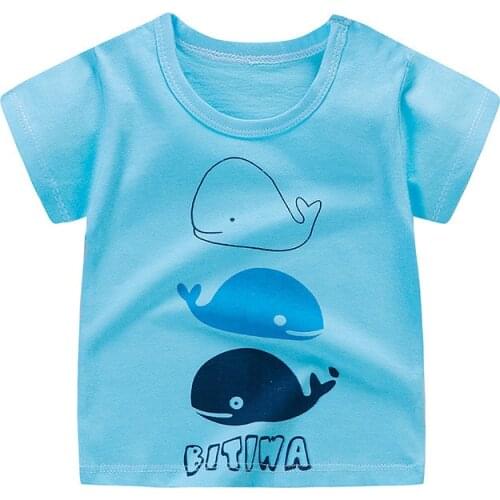 Baby Girls T-Shirts Summer Short Sleeve Baby Clothing Cotton Tee Tops Cartoon Animal Print Boy Clothes Kids T-Shirt 12M3T6T24M