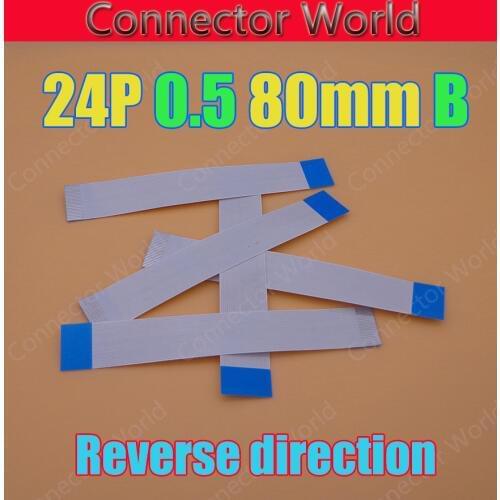 2-100pcs/lot New FFC FPC 24pin flat flexible cable 0.5mm pitch 24 pin reverse Length 80mm Width 12.5mm Ribbon 24p Flex Cable