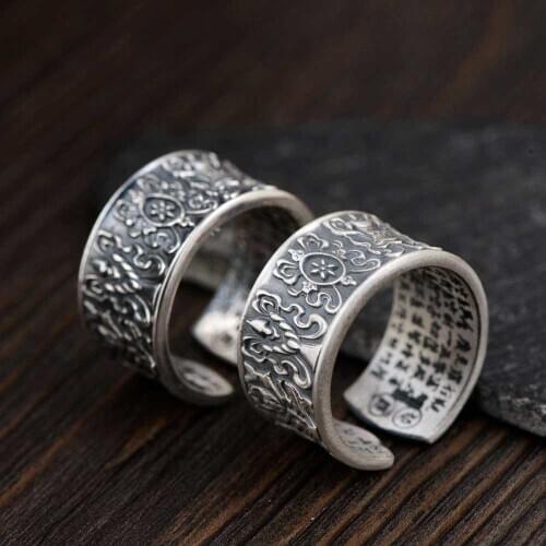 FNJ 990 Silver Buddha Ring for Women Jewelry 100% Original Pure S990 Silver Sterling Ring Good Luck