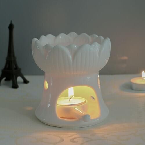 White Porcelain Crafts Ceramic Aromatherapy Censer Aroma Burner Essential Oil Lamp Candle Holder Household Indoor Use