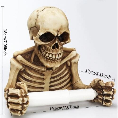 CREATIVE SKULL STATUE ROLL PAPER HOLDER WALL MOUNT RESIN SCULPTURE HOME DESK DECOR GIFT HALLOWEEN PARTY DECORATION DROPSHIPPING