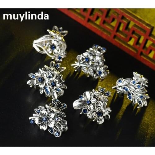 Muylinda Vintage Small Flower Rhinestone Hair Claw Clip Metal Women Mini Hair Clips Pins Butterfly Hair Accessories