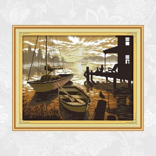 The Sunset Scenery Patterns Counted Cross Stitch kit Cotton Thread Embroidery Set DIY Handmade Home Decoration Crafts