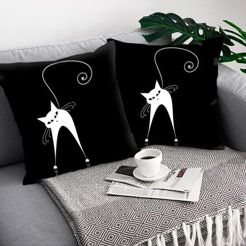 Black Cat Animal Cushion cover Throw Pillow Sofa Decoration Pillowcover Pattern Decorative Cushions Pillowcase Polyester Cushion