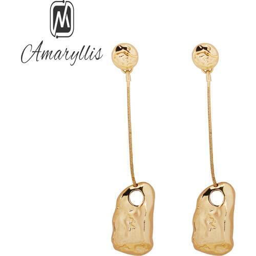 Amaiyllis New Arrive Punk Gold Color Earrings For Women Exaggerated Snake Chain Dangle Earrings Alloy Geo Collection Earrings