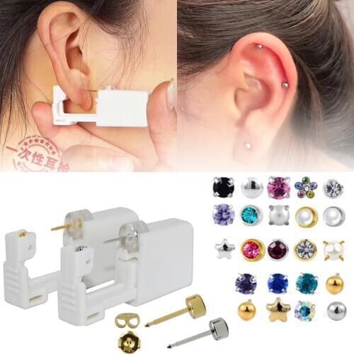 1PC Disposable Sterile Ear Piercing Unit Cartilage Tragus Helix Stud Piercing Gun NO PAIN Piercer Tool Machine Kit Buckle Set