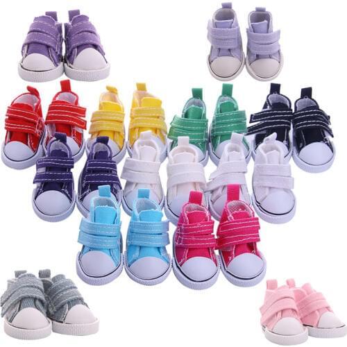 LUCKDOLL 5cm Canvas Shoes For BJD Doll Fashion Mini Shoes Accessories Girls Toys,Generation,Birthday Gift